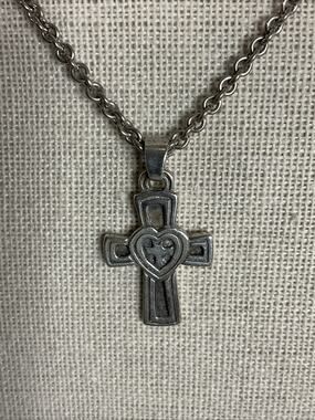 VINTAGE JAMES AVERY STERLING SILVER PURITY IN HEART CROSS PENDANT & CHAIN